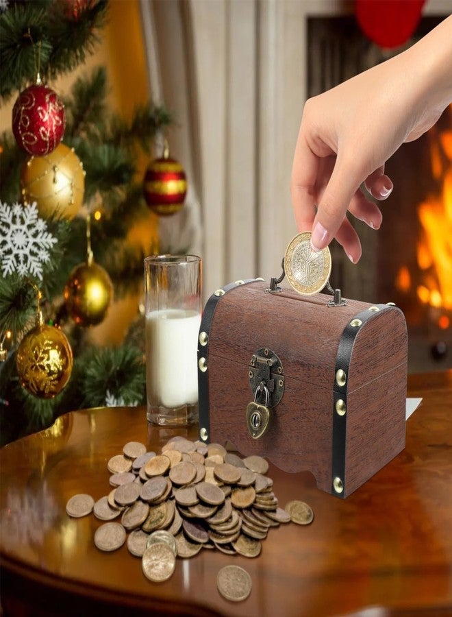 WRITWAA Retro Treasure Chest with Lock Light Brown Plastic Organizer Box for Coins Jewelry and Keepsakes Vintage Storage Chest with Heart-Shaped Lock - Image 5